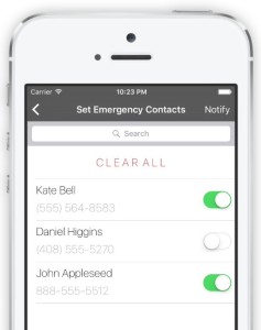 Wildfire app - emergency contacts
