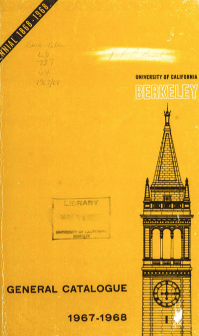 UC Berkeley catalog from 1967-1968